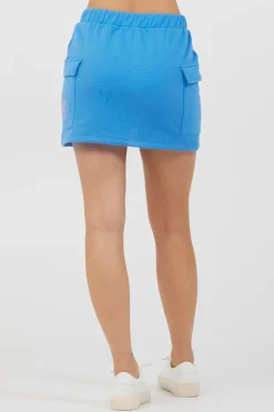 Sale Azure Blue Fleece Cargo Skirt W/ Print All Bottoms