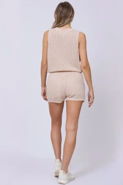 Sale Bali Beige Open Crochet Tie Tank All Tops|Tanks