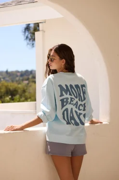 Best Sale Beach Days Sky Blue Pigment Dye Crew Tunic All Tops|Sweatshirts