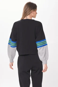 Store Black & Grey Fleece Crewneck W/ Twill Tape All Tops|Hoodies