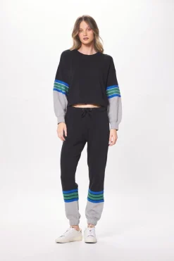 Store Black & Grey Fleece Crewneck W/ Twill Tape All Tops|Hoodies