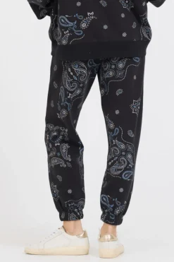 Outlet Black Bandana Printed Fleece Jogger Joggers