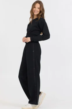 Store Black Brushed Fleece Corset Crew All Tops