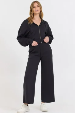 New Black Cloud Fleece Crop Zip Up All Tops