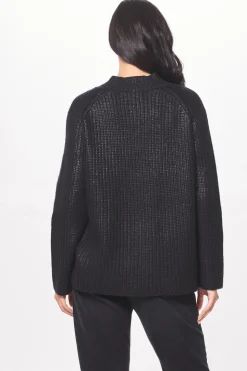 Clearance Black Coated Quarter Zip Sweater All Tops|Sweaters