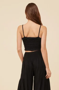 New Black Cotton Voille Front Button Tank All Tops|Tanks