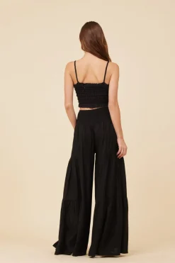 New Black Cotton Voille Front Button Tank All Tops|Tanks