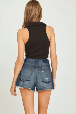 Hot Black Knit Polo Tank Top All Tops|Tanks