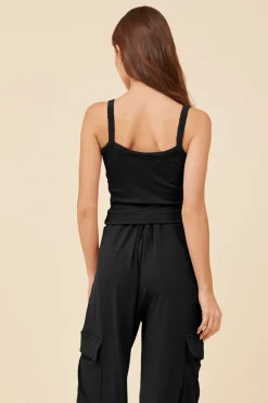 Outlet Black Knit Terry Tank All Tops|Tanks
