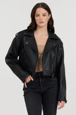 Discount Black Leather Moto Jacket All Tops