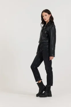 Discount Black Leather Moto Jacket All Tops