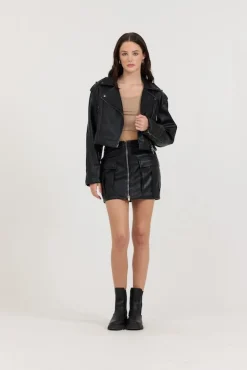 Discount Black Leather Moto Jacket All Tops