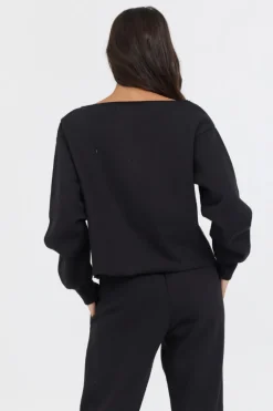 Cheap Black Novelty Patch G/D Off Shoulder All Tops