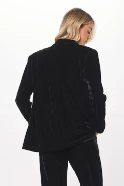 Best Sale Black Oversized Velvet Blazer All Tops