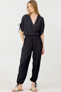 Cheap Black Rayon Crinkle Bottom Pants All Bottoms