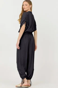 Cheap Black Rayon Crinkle Bottom Pants All Bottoms