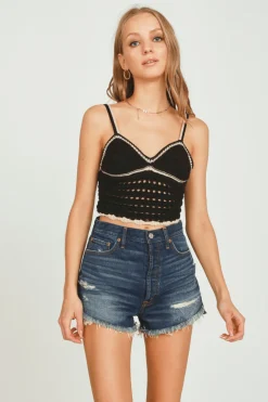 Sale Black Sweater Crochet Tank All Tops|Tanks
