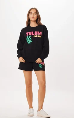Best Sale Black Tulum Jet Setter Surf Wash Crewneck All Tops|Sweatshirts