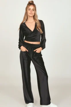 Best Sale Black Velour Surplice Top All Tops
