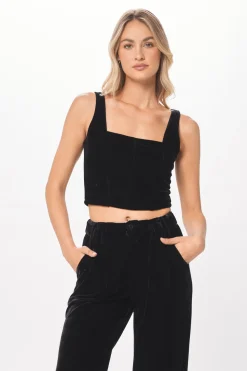 Outlet Black Velvet Corset Top All Tops