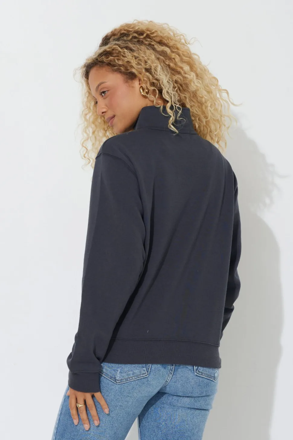 Best Sale Black "Vintage University" Quarter Pigment Dyed Zip Sweatshirt All Tops