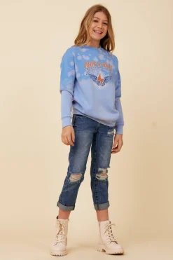 Discount Bleached Oversized Rock & Roll Sweatshirt Kids Kids Tops