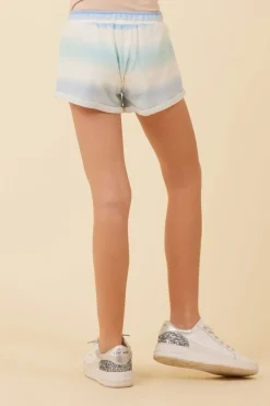 Fashion Blue Skies Ombre Tie Dye Hacci Tacked Short Kids Kids Bottoms|Kids Tie Dye