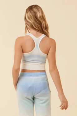 Cheap Blue Skies Ombre Tie Dye Brushed Hacci Racerback Crop Top Kids Kids Tops|Kids Tie Dye