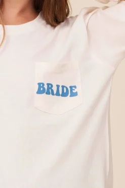 Best Bride Coconut White Wash Long Sleeved Pocket Tee All Tops