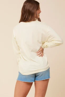 Store Bride Tribe Soft Yellow Wash Long Sleeved Pocket Tee All Tops
