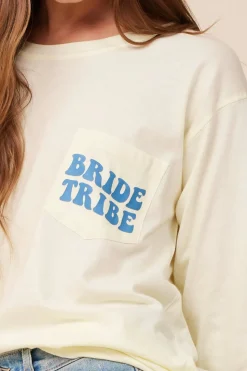 Store Bride Tribe Soft Yellow Wash Long Sleeved Pocket Tee All Tops