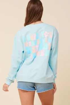 Discount Bridesmaid Sea Blue Surf Wash Crewneck Sweatshirt All Tops