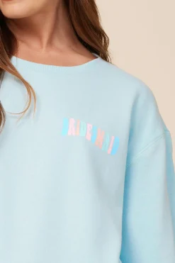Discount Bridesmaid Sea Blue Surf Wash Crewneck Sweatshirt All Tops