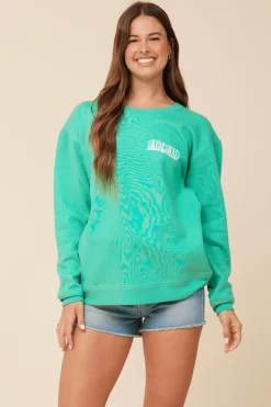 Flash Sale Bridesmaid Surf Green Surf Wash Crewneck Sweatshirt All Tops