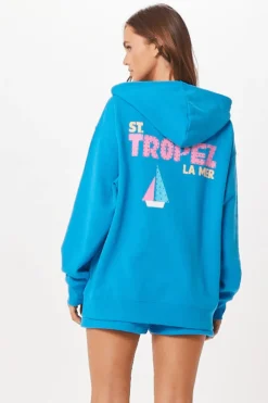 Best Sale Bright Blue St. Tropez Jet Setter Surf Wash Zip Up All Tops|Sweatshirts