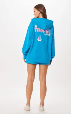 Best Sale Bright Blue St. Tropez Jet Setter Surf Wash Zip Up All Tops|Sweatshirts
