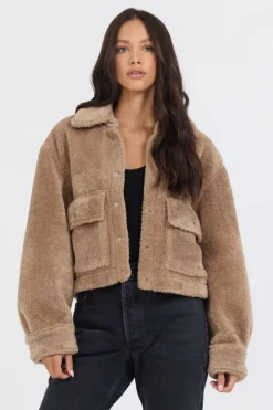 Discount Butter Cookie Sherpa Jacket W/ Quilted Pockets All Tops