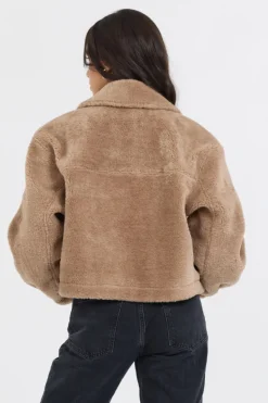 Discount Butter Cookie Sherpa Jacket W/ Quilted Pockets All Tops