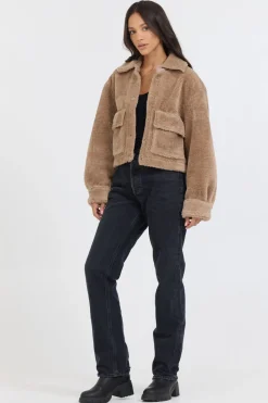 Discount Butter Cookie Sherpa Jacket W/ Quilted Pockets All Tops