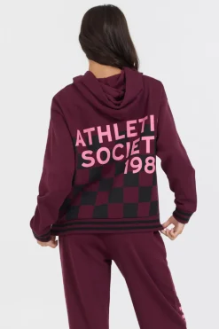 Hot Cabernet W/ Rose Printed Heavy Surf Wash Hoodie All Tops|Hoodies