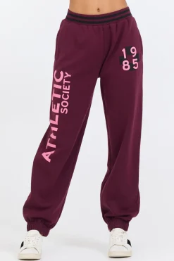 Cheap Cabernet W/ Rose Printed Heavy Surf Wash Jogger Joggers
