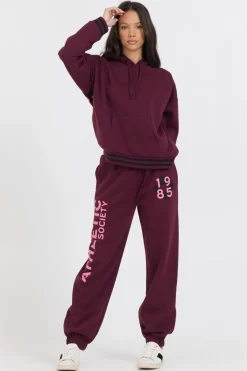 Cheap Cabernet W/ Rose Printed Heavy Surf Wash Jogger Joggers