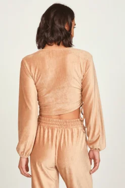 Cheap Camel Velour Surplice Top All Tops
