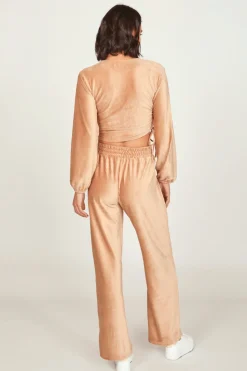 Cheap Camel Velour Surplice Top All Tops