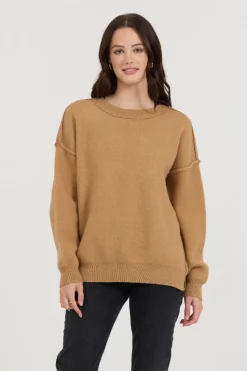 Fashion Camel/Red/Ivory Love Sweater All Tops|Sweaters