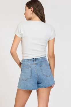 Store Camp Malibu Harbor Grey Rib Hacci Cropped Tee All Tops