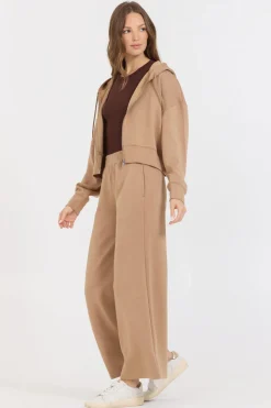 Online Caramel Cloud Fleece Crop Zip Up All Tops