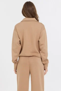 Discount Caramel Cloud Fleece Quarter Zip All Tops