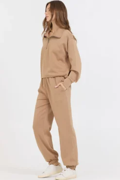 Discount Caramel Cloud Fleece Quarter Zip All Tops
