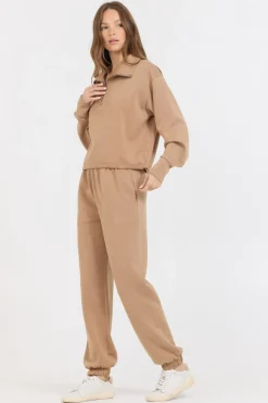 Discount Caramel Cloud Fleece Quarter Zip All Tops